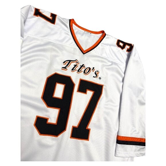 TITO'S VODKA Auston Texas Promo White Orange Hockey Jersey Mens Large - Picture 5 of 7